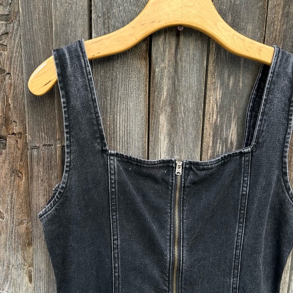 Abercrombie & Fitch Denim Midi Maxi Dress Black Wash L - Picture 12 of 16